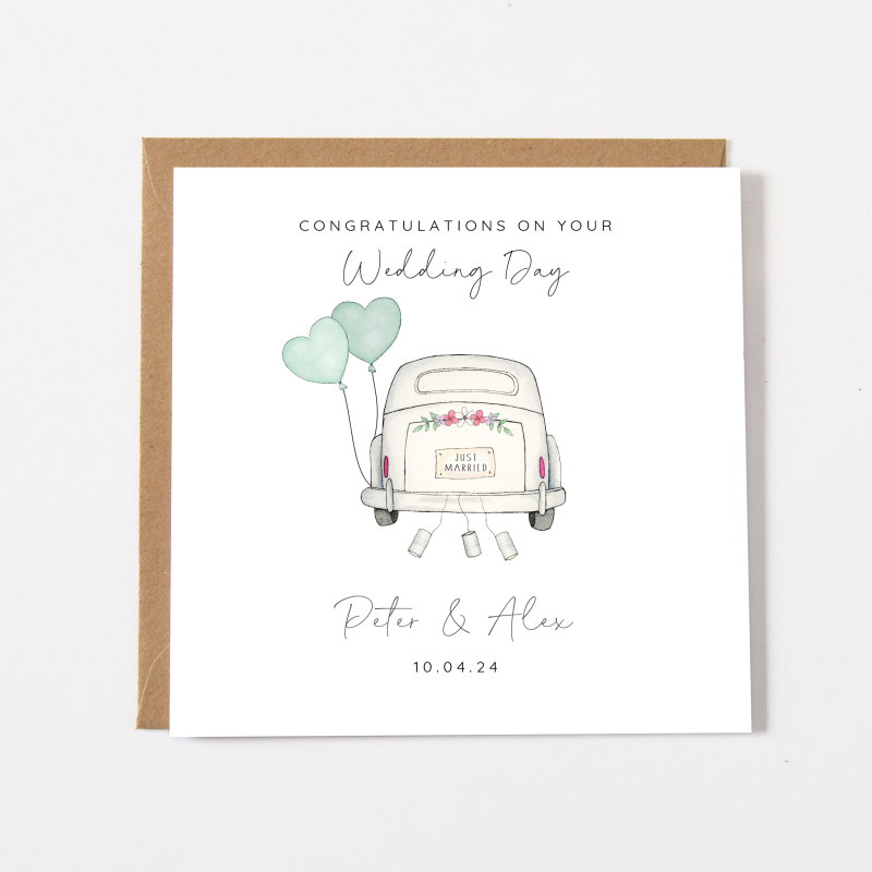 Personalised Wedding Day Card - Wedding Car